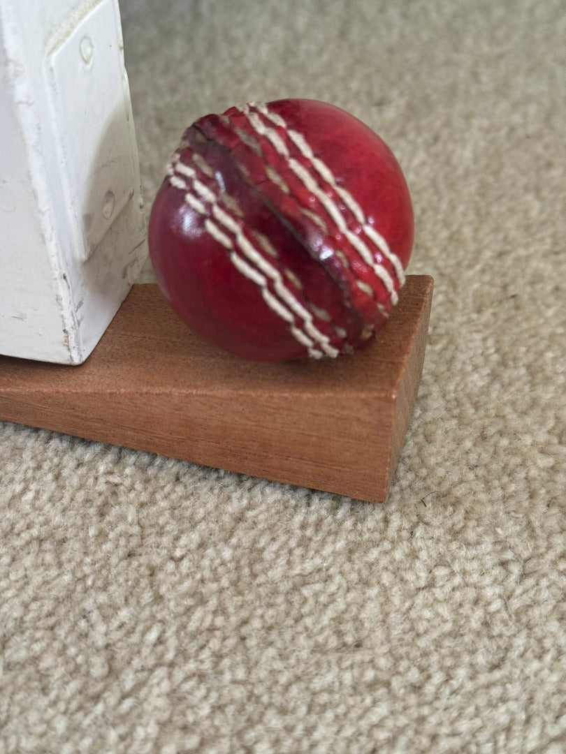 CRICKET-GIFTS - Real Leather Mini Cricket Ball Door Stop | Handmade in UK | Unique Home Decor for Cricket Fans | Cricket Themed for Men | 11cm
