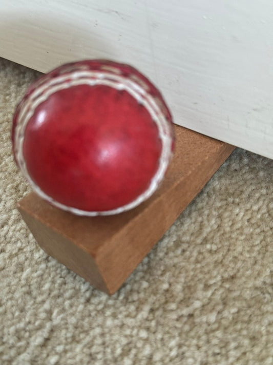 CRICKET-GIFTS - Real Leather Mini Cricket Ball Door Stop | Handmade in UK | Unique Home Decor for Cricket Fans | Cricket Themed for Men | 11cm