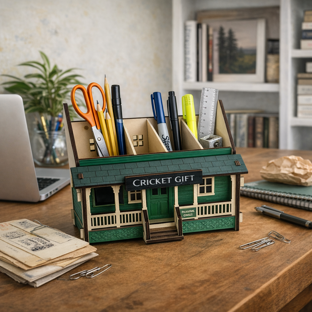 CRICKET-GIFTS Cricket Club Clubhouse Desk Tidy Self Assembly