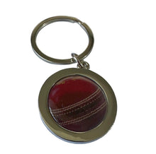 Load image into Gallery viewer, Handmade Silver Plated Cricket Inspired Cricket Ball Keyring
