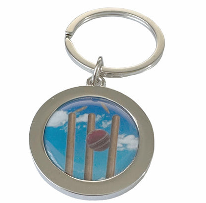 Handmade Silver Plated Cricket Inspired Cricket Stumps and Wicket Keyring