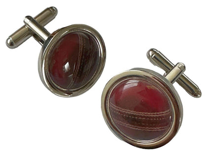 Handmade Silver Plated - Sports Inspired - Cricket Ball Inspired Cufflinks