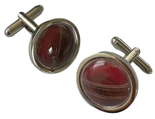 Handmade Silver Plated - Sports Inspired - Cricket Ball Inspired Cufflinks