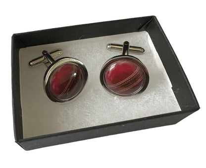 Handmade Silver Plated - Sports Inspired - Cricket Ball Inspired Cufflinks