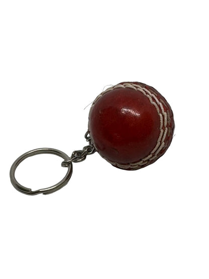 CRICKET-GIFTS - Mini Cricket Ball Keyring | Real Leather | 4cm Diameter | Cricket Themed for Men | Handmade in UK | Ideal for Cricket Fans, Red, Leather