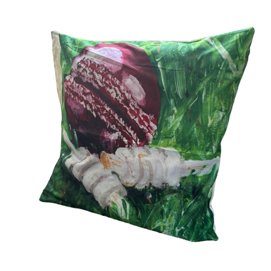 CRICKET-GIFTS Cushion Cover ? 45cm x 45cm Cricket Theme Pillowcase ? Soft & Durable Polyester with Plaid Design & Zipper ? Stylish Home Decor for Cricket Lovers (Cover Only, Cushion Not Included)