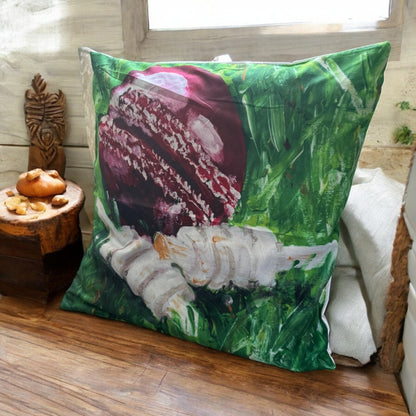 CRICKET-GIFTS Cushion Cover ? 45cm x 45cm Cricket Theme Pillowcase ? Soft & Durable Polyester with Plaid Design & Zipper ? Stylish Home Decor for Cricket Lovers (Cover Only, Cushion Not Included)