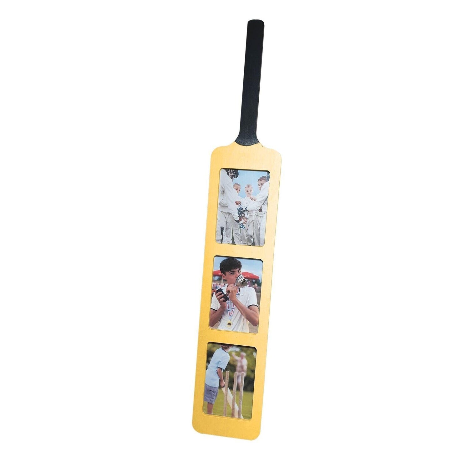 Cricket Bat Photo Frame ? Holds Three 6x4? Photos ? Wall-Mounted or Freestanding Display ? Unique Gift for Cricket Fans & Players ? 82cm x 14cm