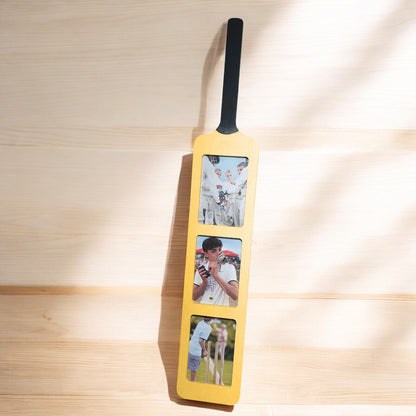 Cricket Bat Photo Frame ? Holds Three 6x4? Photos ? Wall-Mounted or Freestanding Display ? Unique Gift for Cricket Fans & Players ? 82cm x 14cm