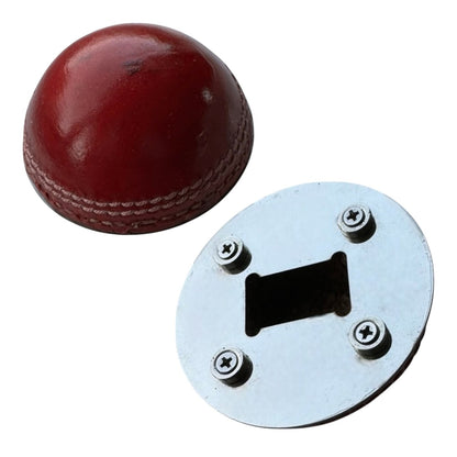 CRICKET-GIFTS - Half Cricket Ball Bottle Opener | Multipurpose Fridge Magnet & Paperweight | Durable Metal | Ideal for Cricket Enthusiasts | Compact 7.5 cm Design, Silver, Metal