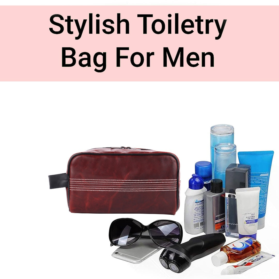 CRICKET-GIFTS Buffalo Leather Cricket Wash Bag Durable Toiletry Bag for Cricket Players and Fans Moisture-Resistant Lining, Secure Zip and Carry Handle 25cm x 14cm