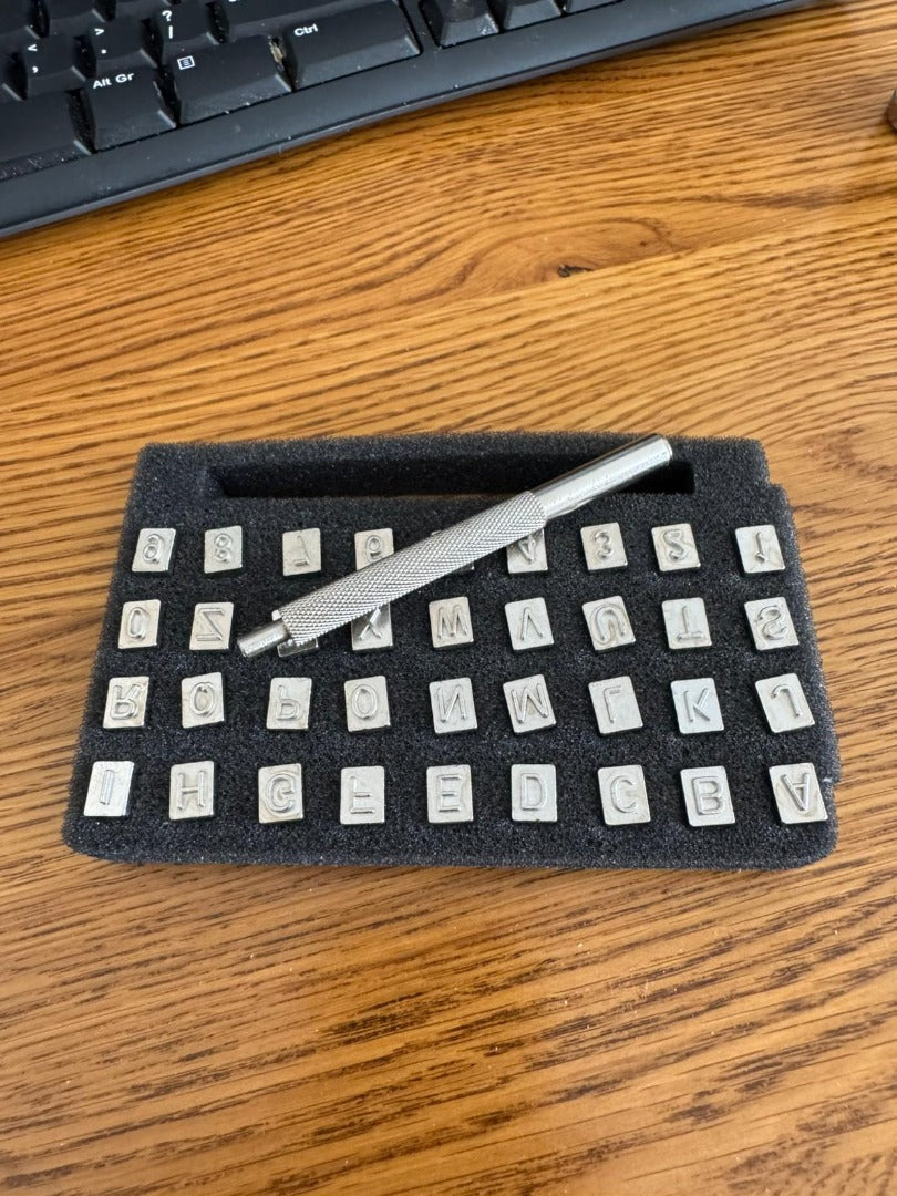 SPORTGIFTZ 36-Piece 6mm Leather Punch Set ? Alphabet & Number Stamps for Personalising Leather Crafts