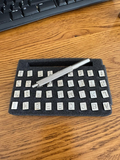 SPORTGIFTZ 36-Piece 6mm Leather Punch Set ? Alphabet & Number Stamps for Personalising Leather Crafts