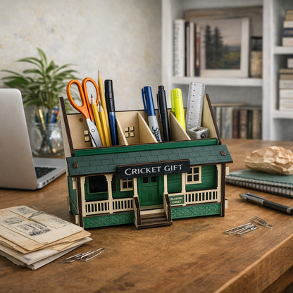 CRICKET-GIFTS Cricket Club Clubhouse Desk Tidy Self Assembly