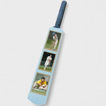 CRICKET-GIFTS Mini Bat Photo Frame ? 40cm Wooden Cricket Bat with 3 Passport-Style Photo Holders (Unvarnished or Finished)