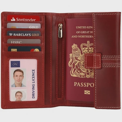 CRICKET-GIFTS - Buffalo Leather Travel Wallet | 5 Card Slots & ID Pouch | Mobile Phone Zip Area | Multicoloured, OneSize