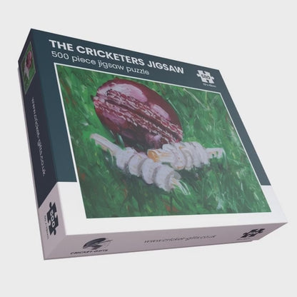CRICKET-GIFTS - 500 Piece Jigsaw Puzzle | Cricket Ball & Bails Art by Anthony Kelly | Sustainable UK Design | Ideal for Cricket Fans | Recycled Materials | 50cm x 38cm, Cotton